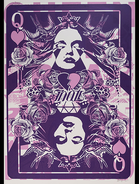 Copyright - Queen of Broken Hearts - Pink-Purple - signed original print
