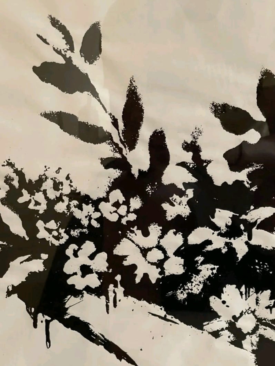 Banksy Flower Thrower poster - one of a set of two from a Banksy shop event in Croydon 2019