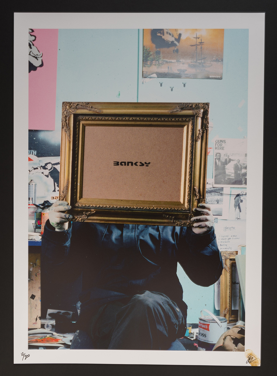 buy limited edition Banksy framed portrait by Steve Lazarides with letter from Laz emporium