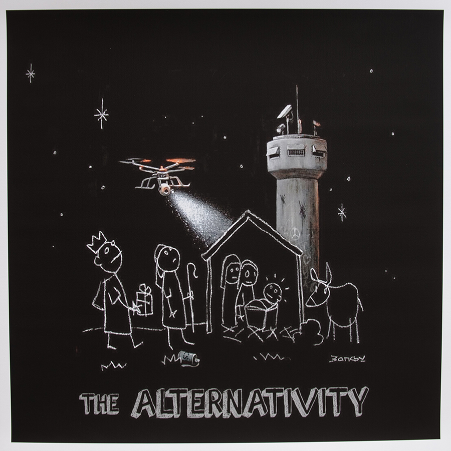 Alternativity print by Banksy. Signature is printed. Very rare. Walled off Hotel.