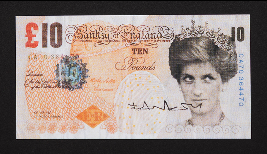 Banksy Di Faced Tenner - signed version