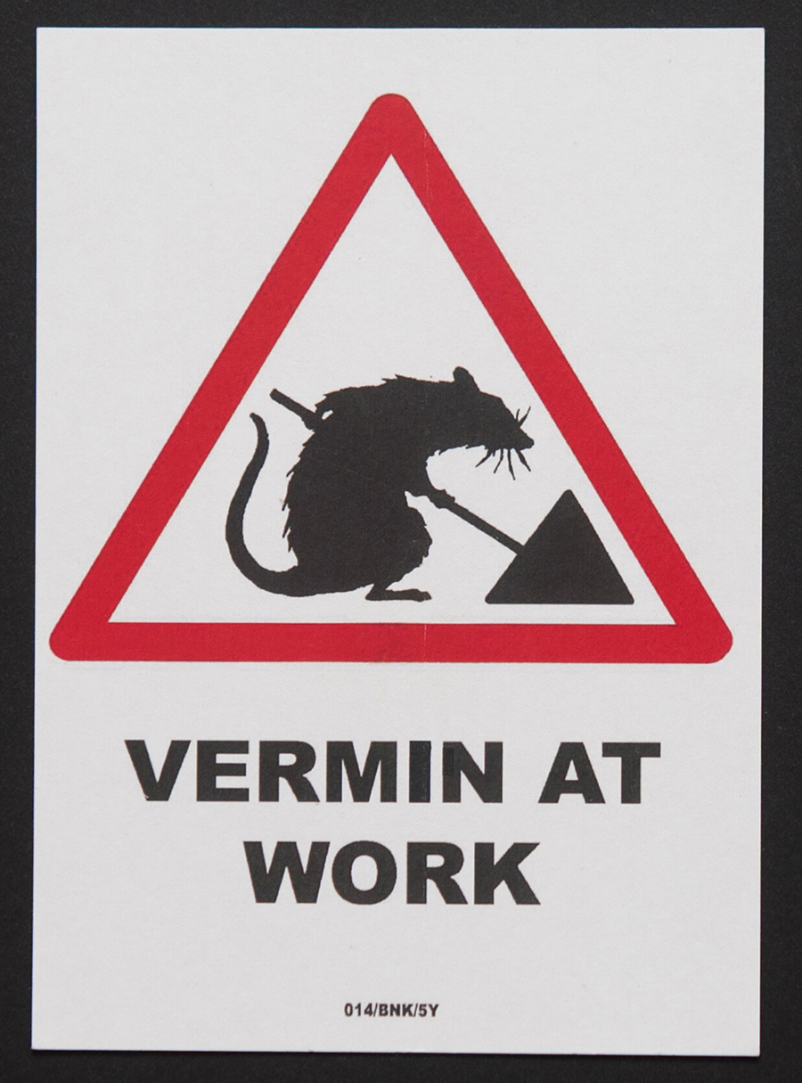 Banksy Vermin at Work Sticker, an official Banksy sticker from mid-2000s