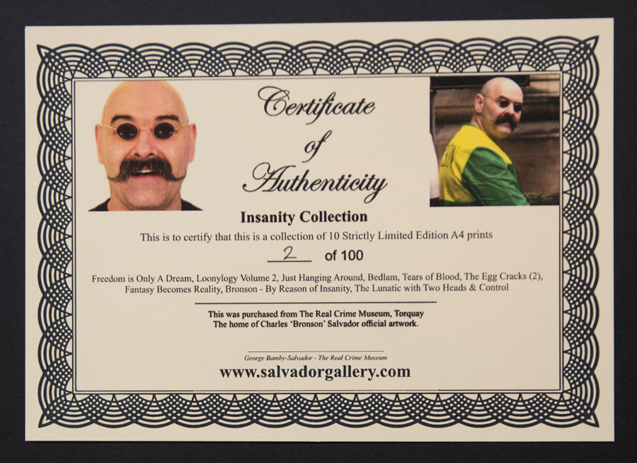 Charles Bronson - Insanity Collection - certificate of authenticity
