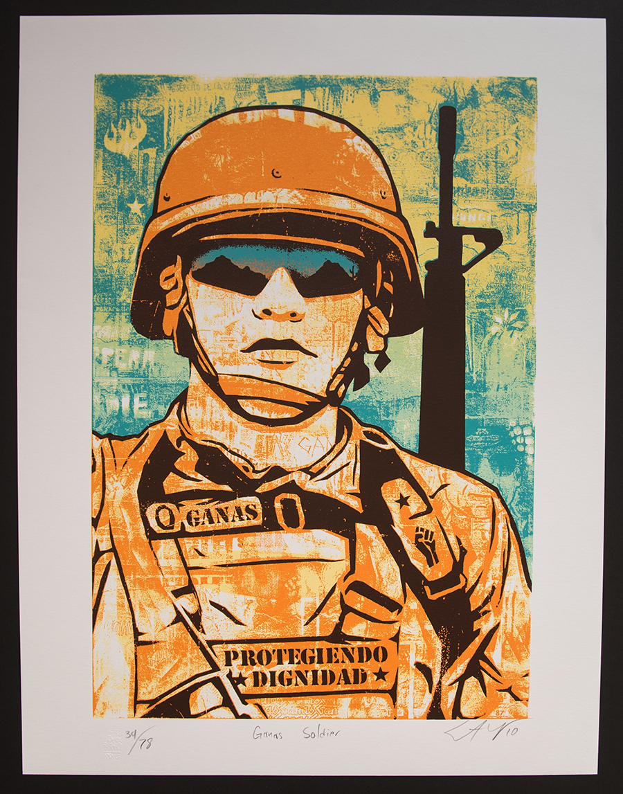 Ganas Soldier by Ernesto Yerena, signed limited edition print, 2010
