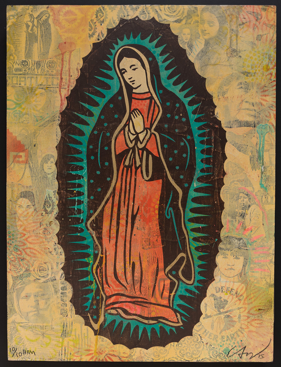 Ernesto Yerena Virgin de Guadalupe unique artwork on wood