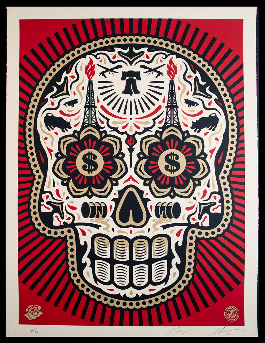 Shepard Fairey Ernesto Yerena Collab Power and Glory Day of the Dead - Red - Artists Proof